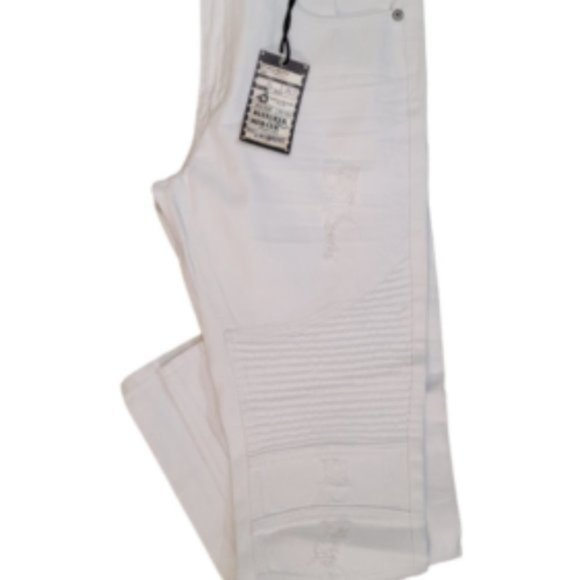 Bleecker Mercer P576 Men's White Denim Comfort Slim Taper Fit Jeans Size 32 X 32 - Picture 2 of 7